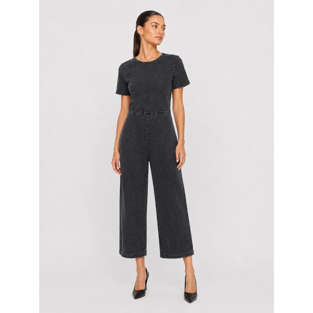 Ilana Kohn Coverall Jumpsuit Ink Washed Black Stretch Denim Made in USA 2 XS